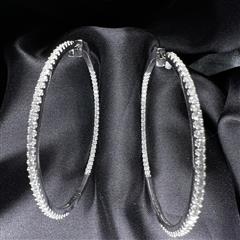 14K WHITE GOLD 2CTW DIAMOND INSIDE-OUT HOOP EARRINGS